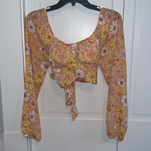 Madden NYC flower crop top with cross over infront
